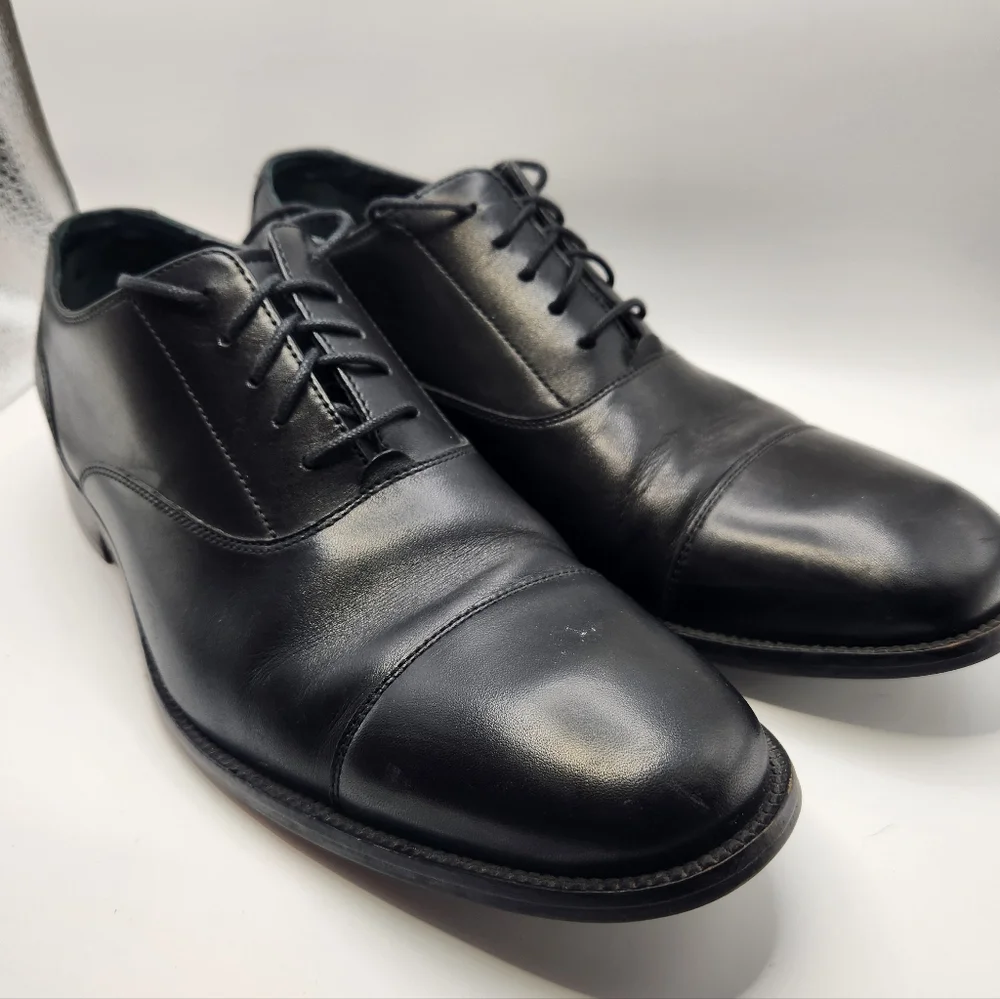 Cole Haan Williams Leather Cap Toe Oxfords‎ - Black - Size 9W Dress Shoe Formal